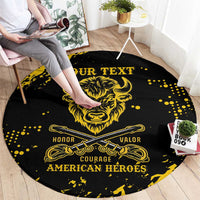 Personalized Bison Buffalo Soldiers Round Carpet American Heroes - Black Grunge Style - Wonder Print Shop
