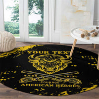 Personalized Bison Buffalo Soldiers Round Carpet American Heroes - Black Grunge Style - Wonder Print Shop