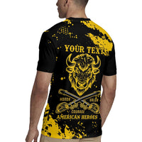 Personalized Bison Buffalo Soldiers Rugby Jersey American Heroes - Black Grunge Style - Wonder Print Shop