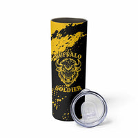 Personalized Bison Buffalo Soldiers Skinny Tumbler American Heroes - Black Grunge Style - Wonder Print Shop