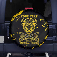 Personalized Bison Buffalo Soldiers Spare Tire Cover American Heroes - Black Grunge Style - Wonder Print Shop