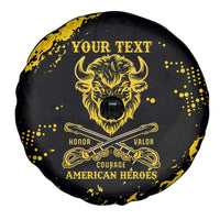 Personalized Bison Buffalo Soldiers Spare Tire Cover American Heroes - Black Grunge Style - Wonder Print Shop