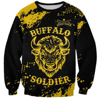 Personalized Bison Buffalo Soldiers Sweatshirt American Heroes - Black Grunge Style - Wonder Print Shop