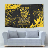Personalized Bison Buffalo Soldiers Tapestry American Heroes - Black Grunge Style - Wonder Print Shop