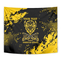 Personalized Bison Buffalo Soldiers Tapestry American Heroes - Black Grunge Style - Wonder Print Shop