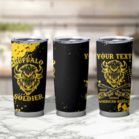 Personalized Bison Buffalo Soldiers Tumbler Cup American Heroes - Black Grunge Style - Wonder Print Shop