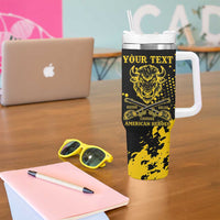 Personalized Bison Buffalo Soldiers Tumbler With Handle American Heroes - Black Grunge Style - Wonder Print Shop