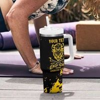 Personalized Bison Buffalo Soldiers Tumbler With Handle American Heroes - Black Grunge Style - Wonder Print Shop