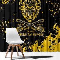 Personalized Bison Buffalo Soldiers Window Curtain American Heroes - Black Grunge Style - Wonder Print Shop