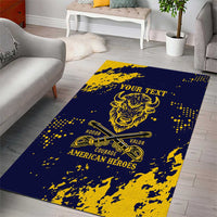 Personalized Bison Buffalo Soldiers Area Rug American Heroes - Blue Grunge Style - Wonder Print Shop