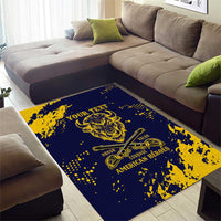 Personalized Bison Buffalo Soldiers Area Rug American Heroes - Blue Grunge Style - Wonder Print Shop