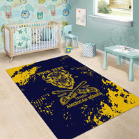 Personalized Bison Buffalo Soldiers Area Rug American Heroes - Blue Grunge Style - Wonder Print Shop