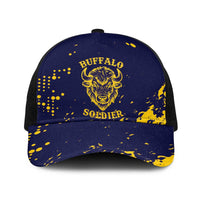 Bison Buffalo Soldiers Baseball Net Cap American Heroes - Blue Grunge Style - Wonder Print Shop