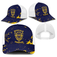 Bison Buffalo Soldiers Baseball Net Cap American Heroes - Blue Grunge Style - Wonder Print Shop