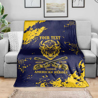 Personalized Bison Buffalo Soldiers Blanket American Heroes - Blue Grunge Style - Wonder Print Shop