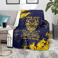 Personalized Bison Buffalo Soldiers Blanket American Heroes - Blue Grunge Style - Wonder Print Shop