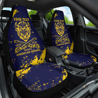 Personalized Bison Buffalo Soldiers Car Seat Cover American Heroes - Blue Grunge Style - Wonder Print Shop