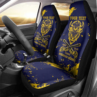 Personalized Bison Buffalo Soldiers Car Seat Cover American Heroes - Blue Grunge Style - Wonder Print Shop