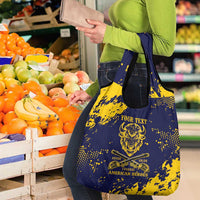 Personalized Bison Buffalo Soldiers Grocery Bag American Heroes - Blue Grunge Style - Wonder Print Shop