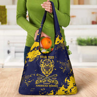 Personalized Bison Buffalo Soldiers Grocery Bag American Heroes - Blue Grunge Style - Wonder Print Shop