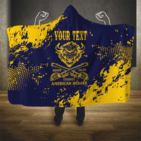 Personalized Bison Buffalo Soldiers Hooded Blanket American Heroes - Blue Grunge Style - Wonder Print Shop
