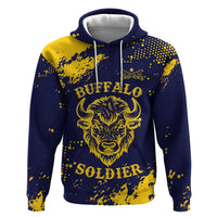 Personalized Bison Buffalo Soldiers Hoodie American Heroes - Blue Grunge Style - Wonder Print Shop