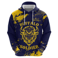 Personalized Bison Buffalo Soldiers Hoodie American Heroes - Blue Grunge Style - Wonder Print Shop