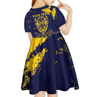 Personalized Bison Buffalo Soldiers Kid Short Sleeve Dress American Heroes - Blue Grunge Style - Wonder Print Shop