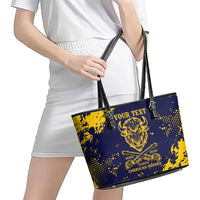 Personalized Bison Buffalo Soldiers Leather Tote Bag American Heroes - Blue Grunge Style - Wonder Print Shop