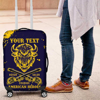 Personalized Bison Buffalo Soldiers Luggage Cover American Heroes - Blue Grunge Style - Wonder Print Shop