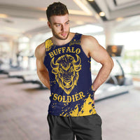 Personalized Bison Buffalo Soldiers Men Tank Top American Heroes - Blue Grunge Style - Wonder Print Shop