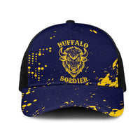 Bison Buffalo Soldiers Mesh Trucker Cap American Heroes - Blue Grunge Style - Wonder Print Shop