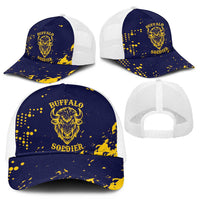 Bison Buffalo Soldiers Mesh Trucker Cap American Heroes - Blue Grunge Style - Wonder Print Shop
