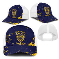 Bison Buffalo Soldiers Mesh Trucker Cap American Heroes - Blue Grunge Style - Wonder Print Shop