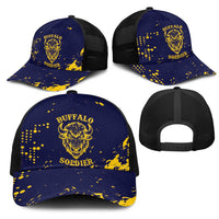 Bison Buffalo Soldiers Mesh Trucker Cap American Heroes - Blue Grunge Style - Wonder Print Shop