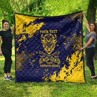 Personalized Bison Buffalo Soldiers Quilt American Heroes - Blue Grunge Style - Wonder Print Shop