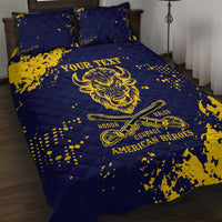 Personalized Bison Buffalo Soldiers Quilt Bed Set American Heroes - Blue Grunge Style - Wonder Print Shop