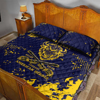 Personalized Bison Buffalo Soldiers Quilt Bed Set American Heroes - Blue Grunge Style - Wonder Print Shop