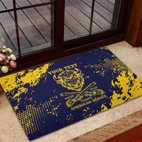 Personalized Bison Buffalo Soldiers Rubber Doormat American Heroes - Blue Grunge Style - Wonder Print Shop