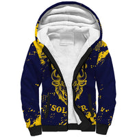 Personalized Bison Buffalo Soldiers Sherpa Hoodie American Heroes - Blue Grunge Style - Wonder Print Shop