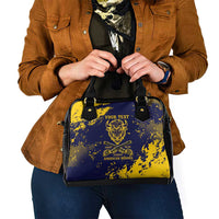 Personalized Bison Buffalo Soldiers Shoulder Handbag American Heroes - Blue Grunge Style - Wonder Print Shop