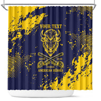 Personalized Bison Buffalo Soldiers Shower Curtain American Heroes - Blue Grunge Style - Wonder Print Shop