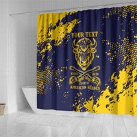 Personalized Bison Buffalo Soldiers Shower Curtain American Heroes - Blue Grunge Style - Wonder Print Shop