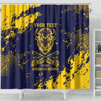 Personalized Bison Buffalo Soldiers Shower Curtain American Heroes - Blue Grunge Style - Wonder Print Shop