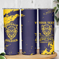 Personalized Bison Buffalo Soldiers Skinny Tumbler American Heroes - Blue Grunge Style - Wonder Print Shop