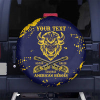 Personalized Bison Buffalo Soldiers Spare Tire Cover American Heroes - Blue Grunge Style - Wonder Print Shop
