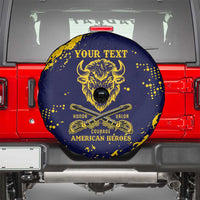 Personalized Bison Buffalo Soldiers Spare Tire Cover American Heroes - Blue Grunge Style - Wonder Print Shop