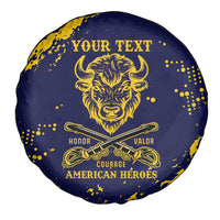 Personalized Bison Buffalo Soldiers Spare Tire Cover American Heroes - Blue Grunge Style - Wonder Print Shop