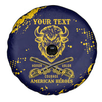 Personalized Bison Buffalo Soldiers Spare Tire Cover American Heroes - Blue Grunge Style - Wonder Print Shop