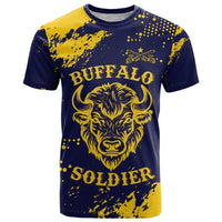 Personalized Bison Buffalo Soldiers T Shirt American Heroes - Blue Grunge Style - Wonder Print Shop